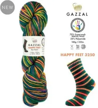 Gazzal Happy feet 3247 100 г 330 м (оранжевый; зеленый)