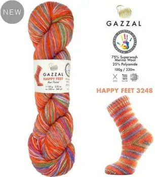 Gazzal Happy feet 3250 100 г 330 м (оранжевый; сиреневый)
