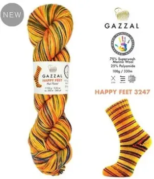 Gazzal Happy feet 3248 100 г 330 м (желтый; оранжевый)