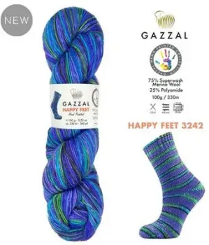 Gazzal Happy feet 3242 100 г 330 м (фиолетовый; зеленый)