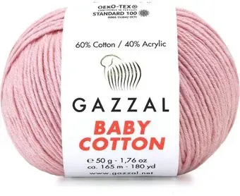 Gazzal Baby cotton 3457 50 г 165 м (розовый)