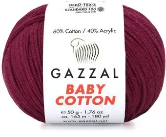 Gazzal Baby cotton 3424 50 г 165 м (бордовый)
