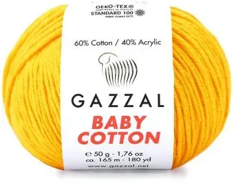 Gazzal Baby cotton 3429 50 г 165 м (желтый)
