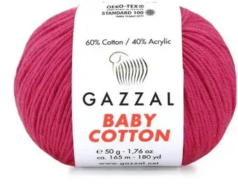 Gazzal Baby cotton 3411 50 г 165 м (фуксия)