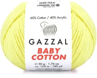 Gazzal Baby cotton 3438 50 г 165 м (желтый)