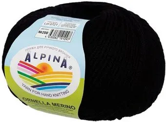 Alpina Yarn Ornella merino 200 50 г 125 м (черный)