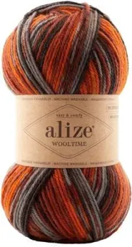 Alize Wooltime 522 100 г 200 м (оранжевый; серый)