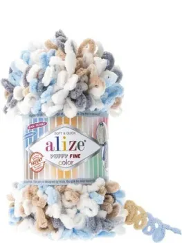 Alize Puffy fine color 5946 (14 м, бежево-голубой)