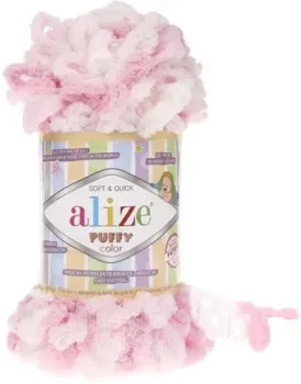 Alize Puffy color 5863 (9 м, бело-розовый)