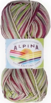 Alpina Yarn Katrin №218 (2x140 м, малиновый/зеленый/серый/голубой)