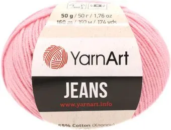 Yarnart Jeans акрил 45%, хлопок 55% 50 г (160 м, розовый)