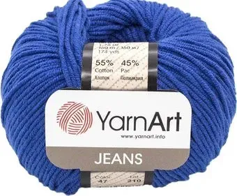 Yarnart Jeans акрил 45%, хлопок 55% 50 г (160 м, васильковый)