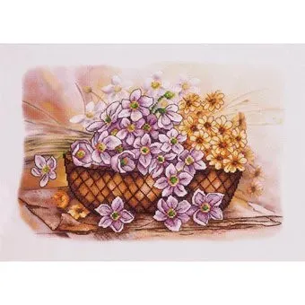 Orchidea Лиловые и желтые цветы в корзинке 8204