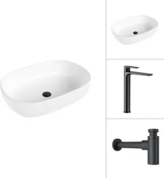 Lauter 21836 + Reef 21CK8678BS с сифоном 21635B (черный матовый)