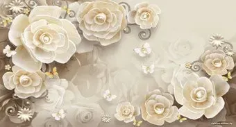 ФабрикаФресок 3D Цветы с бабочками 875270 (500x270)