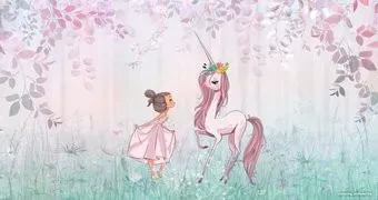 ФабрикаФресок Сказка Девочка и единорог 245265 (500x265)