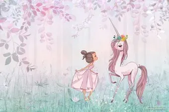 ФабрикаФресок Сказка Девочка и единорог 244265 (400x265)