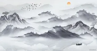ФабрикаФресок Акварельная Япония и горы 175265 (500x265)