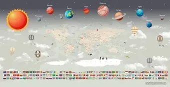 Citydecor Карта мира флаги и планеты с защитным покрытием 300x150