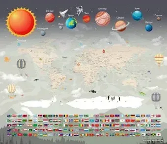Citydecor Карта мира флаги и планеты 2 с защитным покрытием 300x260