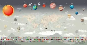 Citydecor Карта мира флаги и планеты 2 с защитным покрытием 300x150