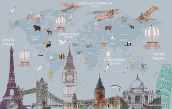 Citydecor Карта мира на русском 6 с защитным покрытием 400x254