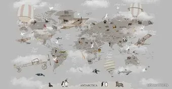 Citydecor Карта мира на английском 1 с защитным покрытием 500x260