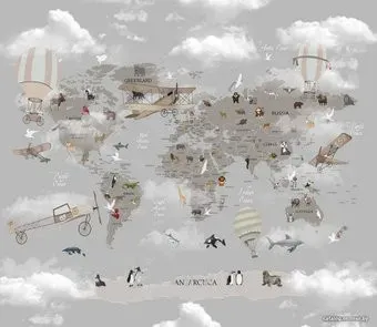 Citydecor Карта мира на английском 1 с защитным покрытием 300x260