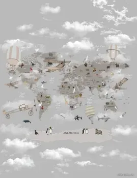 Citydecor Карта мира на английском 1 с защитным покрытием 200x260