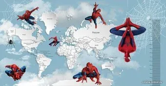 Citydecor Superhero Spiderman 7 с защитным покрытием карта и ростомер, 500x260