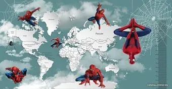 Citydecor Superhero Spiderman 6 с защитным покрытием карта и ростомер, 500x260