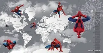 Citydecor Superhero Spiderman 5 с защитным покрытием карта и ростомер, 500x260