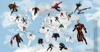 Citydecor Superhero 6 с защитным покрытием карта мира с ростомером, 500x260
