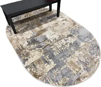 Radjab Carpet Бьянка Овал D056A 8793RK-B (1.2x1.8, Cream Shirink/Vizon Fdy)