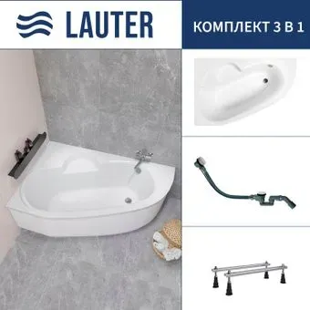 Lauter Valencia 140x95 2102140L (с ножками и сифоном 21Y32002 белый)