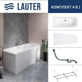 Lauter Olympia 170x75 21100075 (с каркасом, лицевым экраном и сифоном 21Y32000 хром)