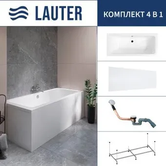 Lauter Olympia 170x75 21100075 (с каркасом, лицевым экраном и сифоном 21Y11030 хром)