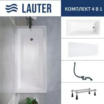 Lauter Athena 170x80 21090080 (с ножками, лицевым экраном и сифоном 21Y31002 белый)