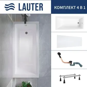 Lauter Athena 170x80 21090080 (с ножками, лицевым экраном и сифоном 21Y11021 матовый черный)