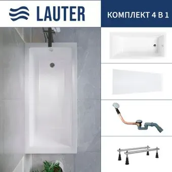 Lauter Athena 170x80 21090080 (с ножками, лицевым экраном и сифоном 21Y11020 хром)