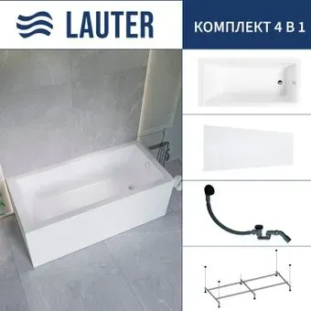 Lauter Athena 170x80 21090080 (с каркасом, лицевым экраном и сифоном 21Y31001 матовый черный)