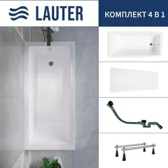 Lauter Athena 170x80 21090080 (с ножками, лицевым экраном и сифоном 21Y32001 матовый черный)