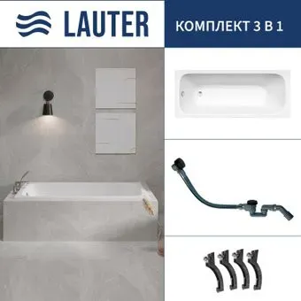 Lauter Victoria 2100817 170x70 с сифоном 21Y32001 (матовый черный)