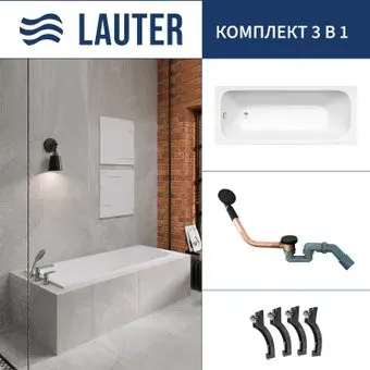 Lauter Victoria 2100815 150x70 с сифоном 21Y11021 (матовый черный)