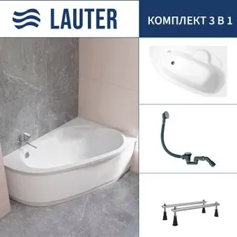 Lauter Valencia 140x95 2102140R (с ножками и сифоном 21Y31000 хром)