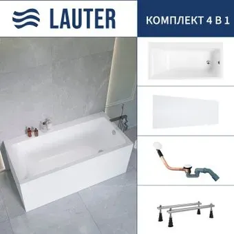 Lauter Seraphina 170x80 2112170R (с ножками, лицевым экраном и сифоном 21Y11022 белый)