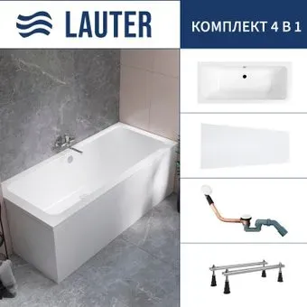 Lauter Olympia 170x75 21100075 (с ножками, лицевым экраном и сифоном 21Y11022 белый)