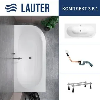 Lauter Bliss 170 L 21201071L (с ножками и сифоном 21Y11022 белый)