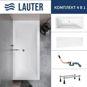 Lauter Oasis 170 21203070 (с ножками, лицевым экраном белого цвета и сифоном 21Y11022 белый)