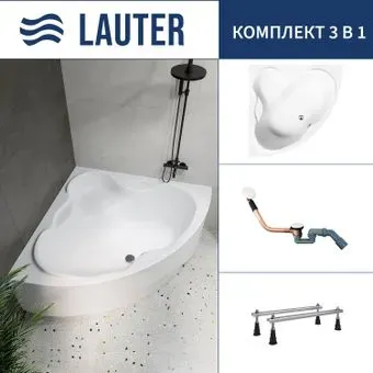 Lauter Riviera 140x140 21050140 (с ножками и сифоном 21Y11022 белый)